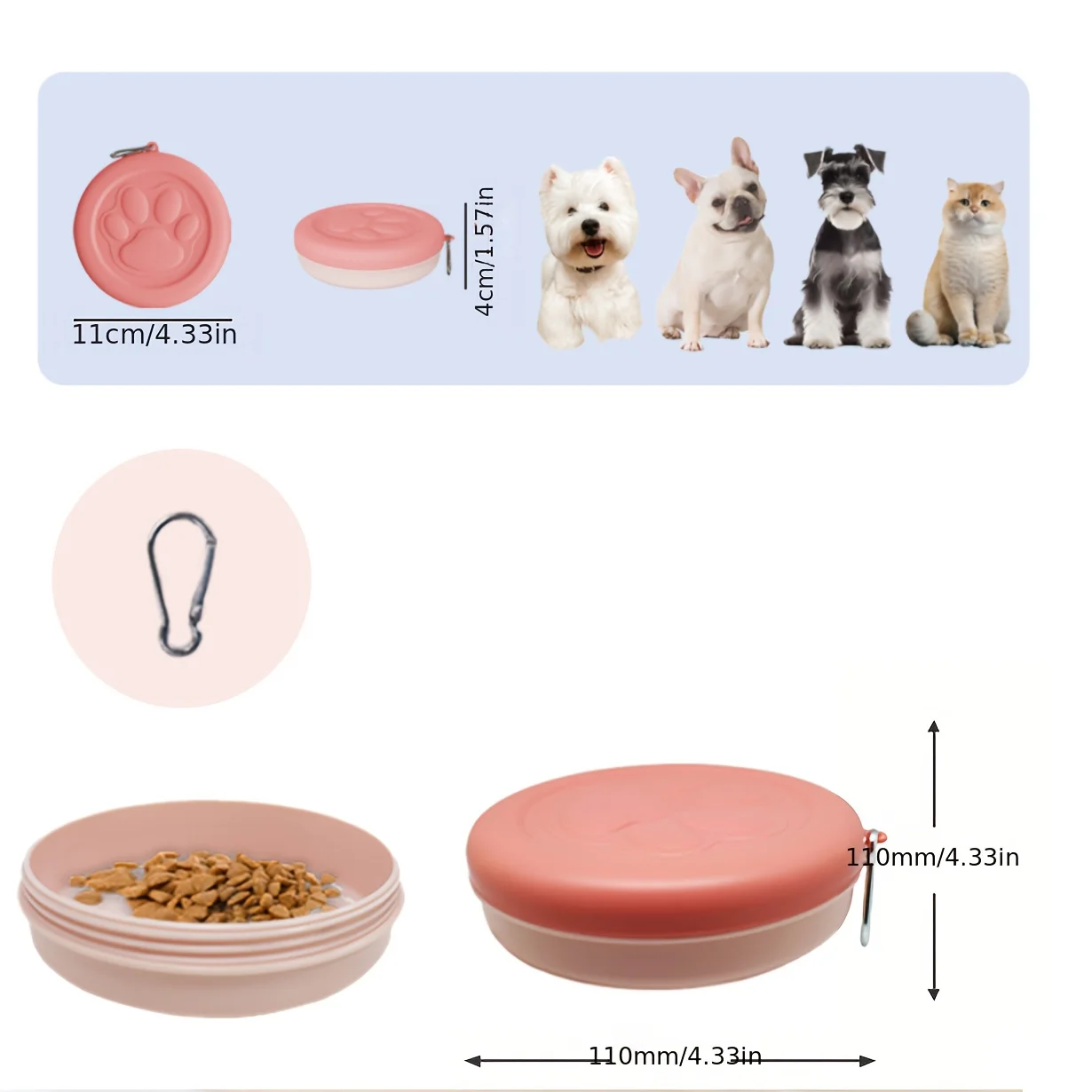 Tigela de Viagem para Cães e Gatos Portátil com Caixa de Lanche - Imagem 2
