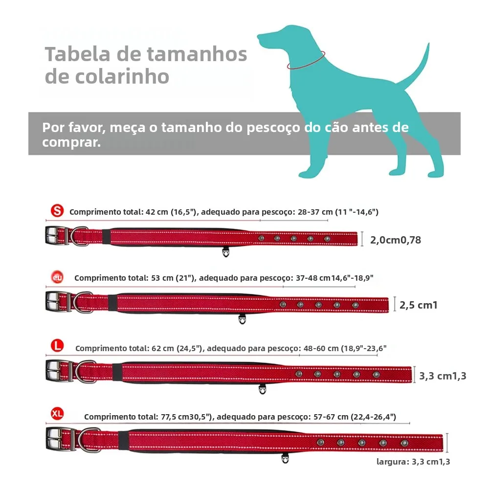 Coleira Listrada Refletiva para Cães Médios e Grandes de Nylon - Imagem 6
