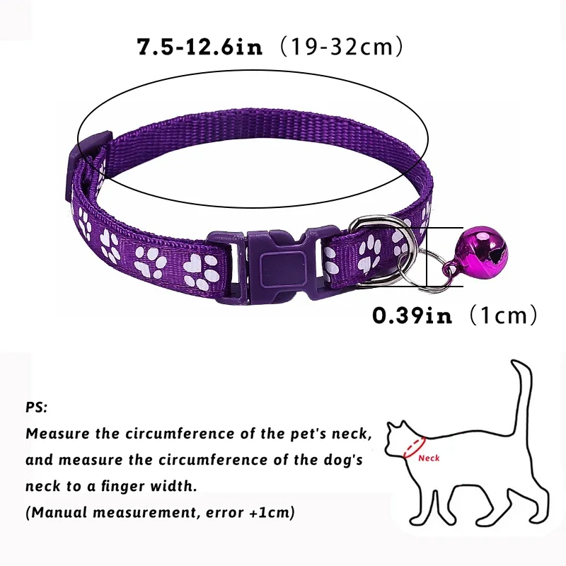 Coleira para Gatos e Cães Pequenos de Nylon com Sino e Ajuste de 19 a 32 cm - Imagem 4