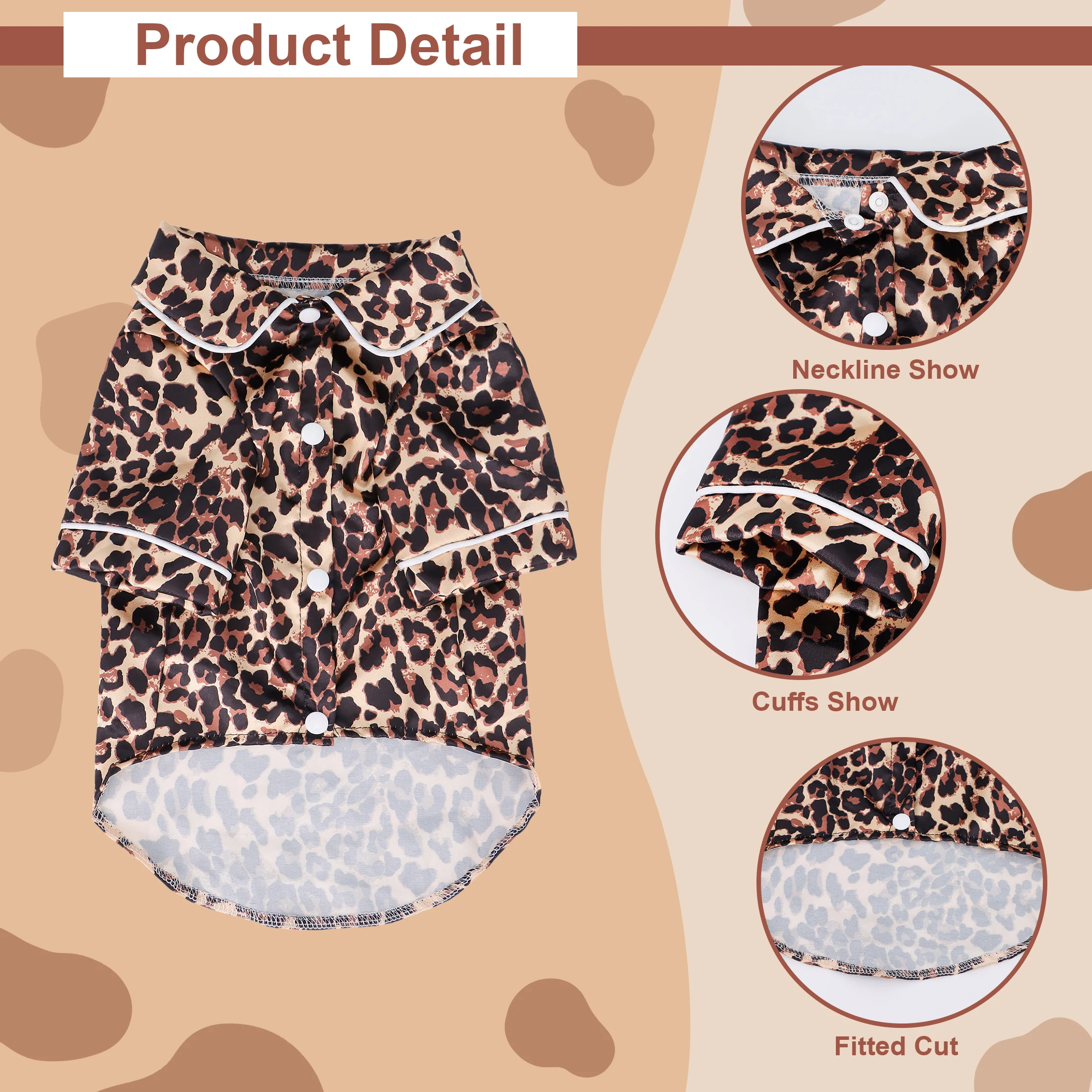 Camiseta para Cães Estampa de Leopardo, Abelha ou Vaca Leve - Image 3