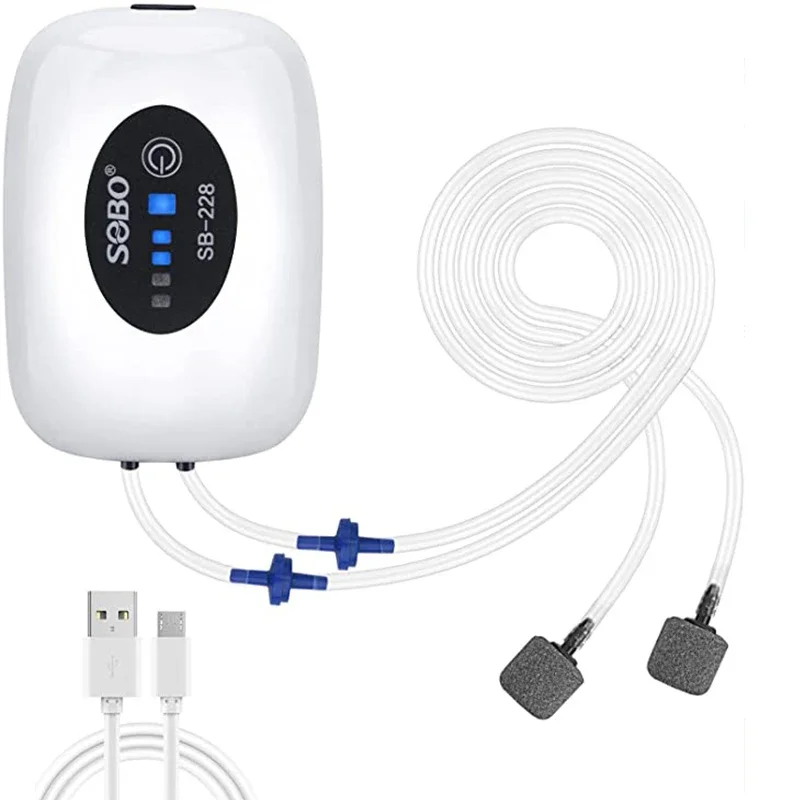 Bomba de Oxigênio para Aquário Recarregável USB 4800mAh com Gancho - Imagem 2