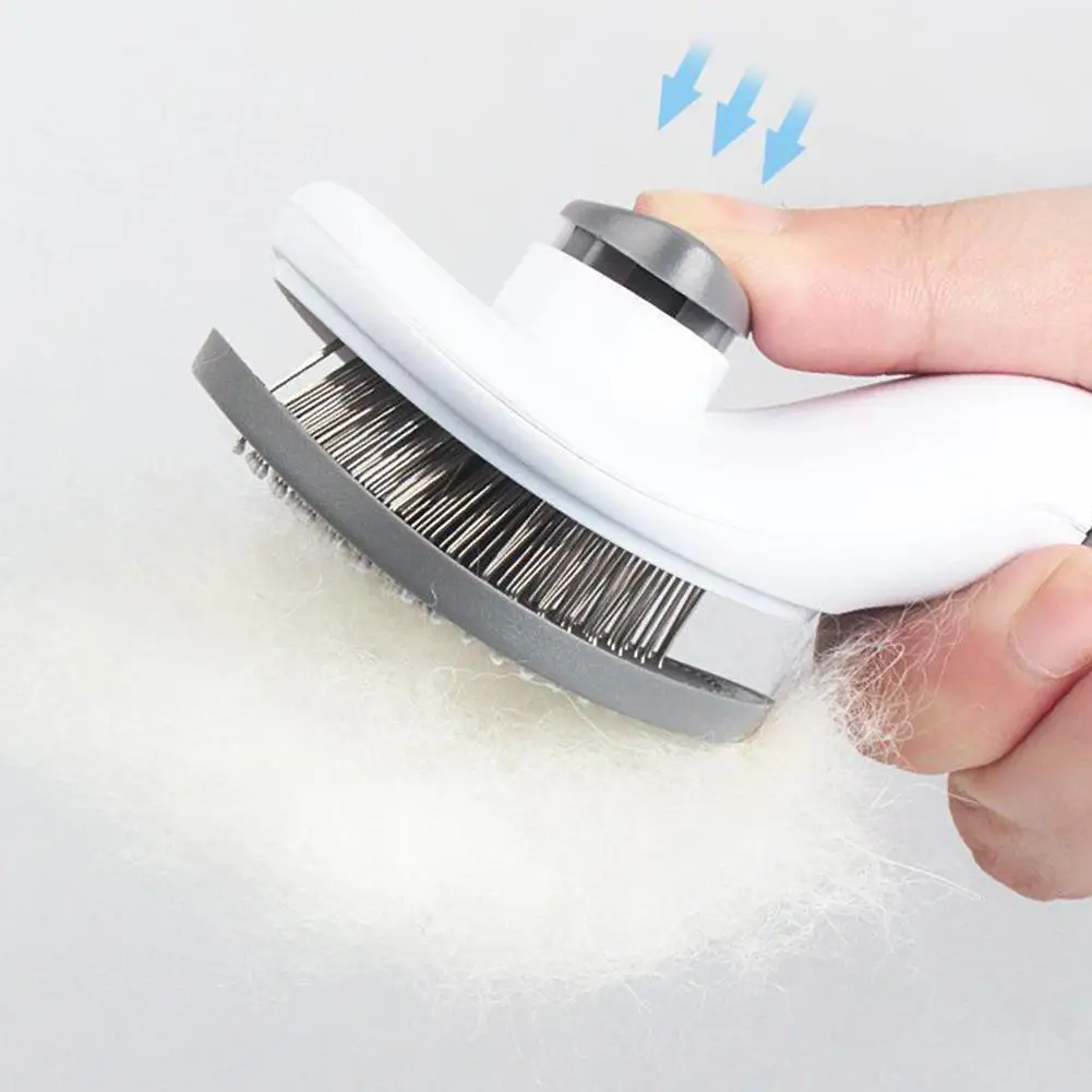 Escova Autolimpante para Cães e Gatos de Aço com Botão Ejetor de Pelos - Imagem 4
