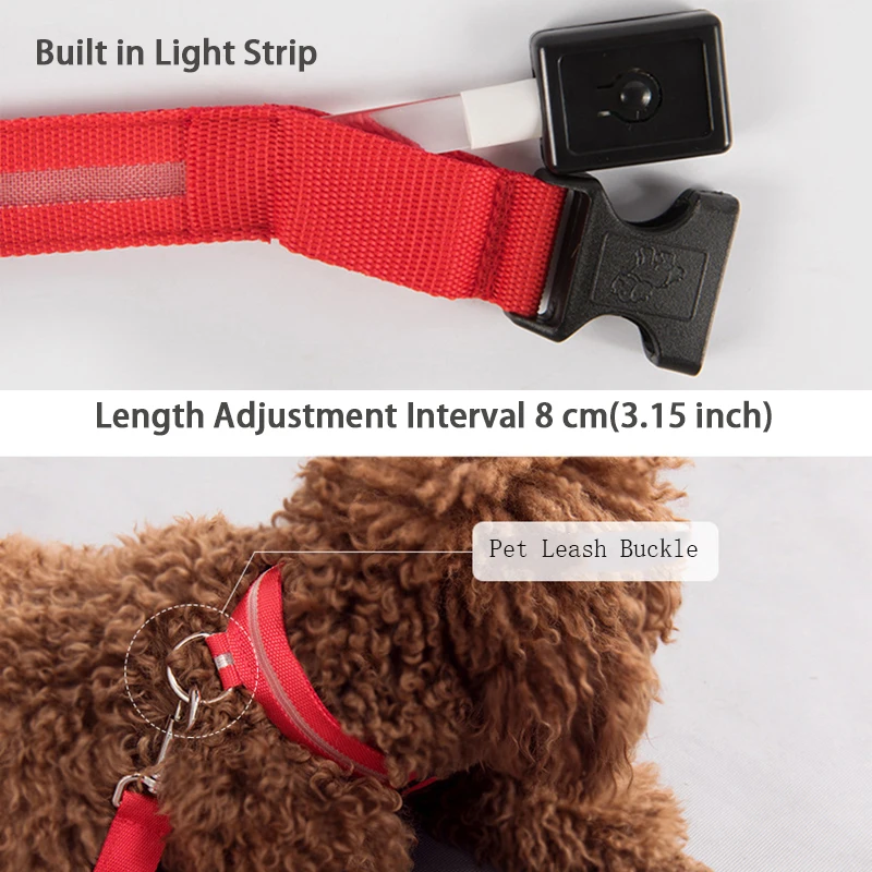 Coleira de LED para Cães e Gatos de Nylon Ajustável Brilha no Escuro - Imagem 4