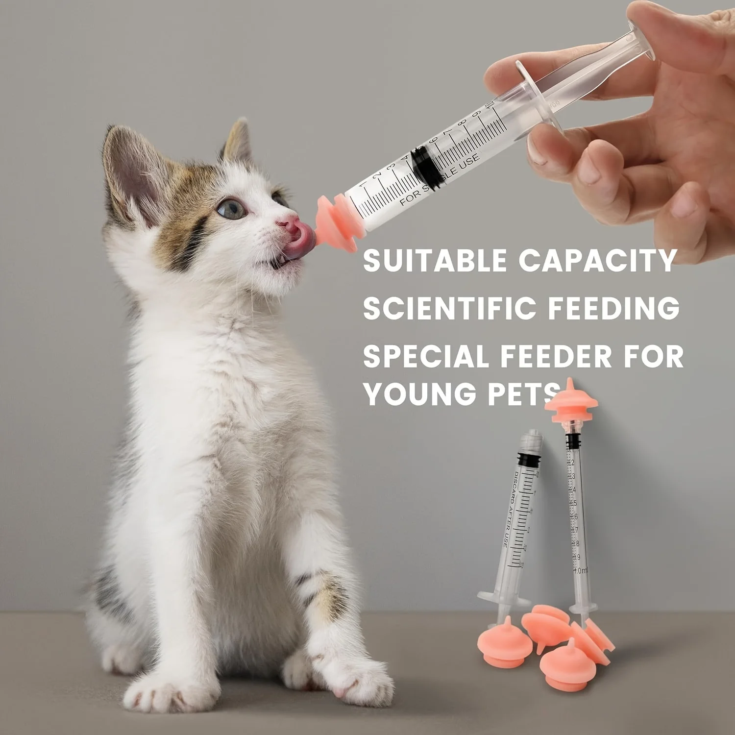 Mini Mamadeira para Gatinhos com Orifício Menor e Seringas de 1cc e 3cc - Imagem 2
