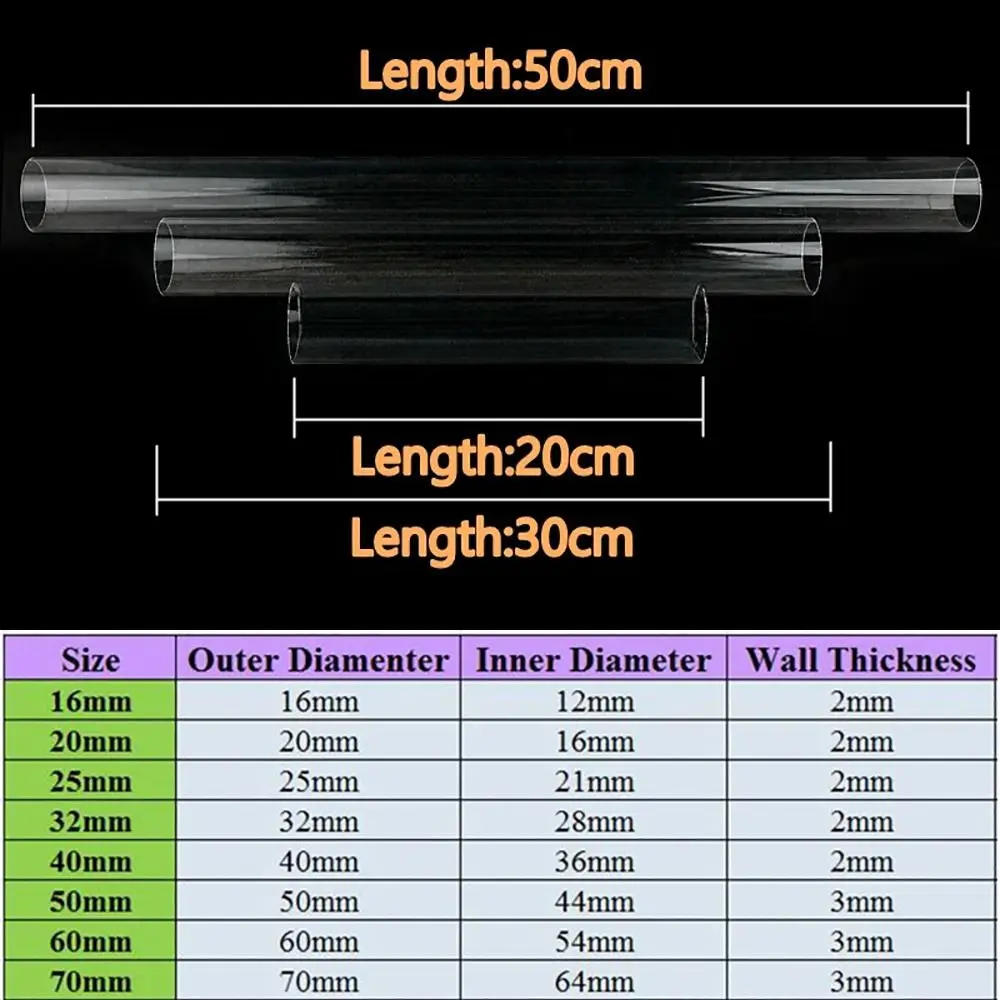 Tubo de Acrílico Transparente para Aquário 16 a 50 mm DIY - Imagem 5
