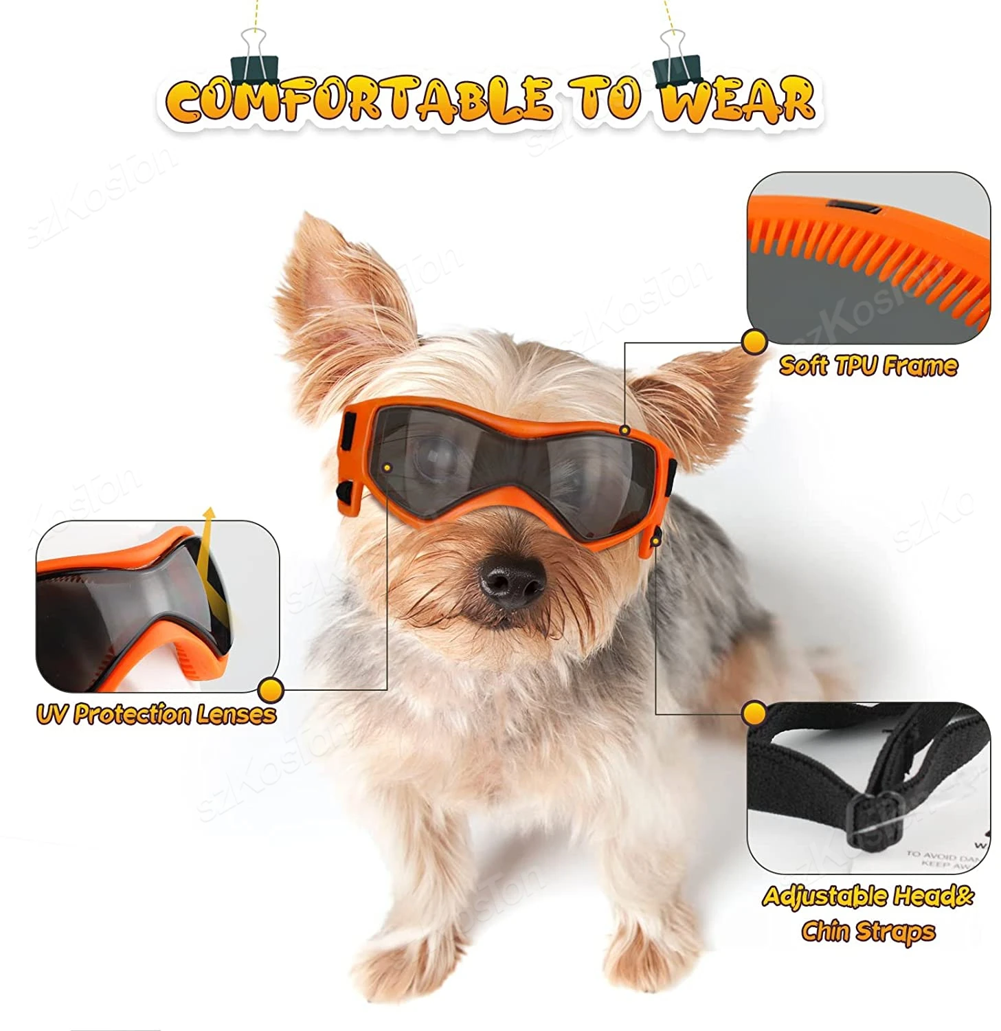 Óculos de Sol para Cães Pequenos e Médios com Proteção UV Ajustável - Imagem 3
