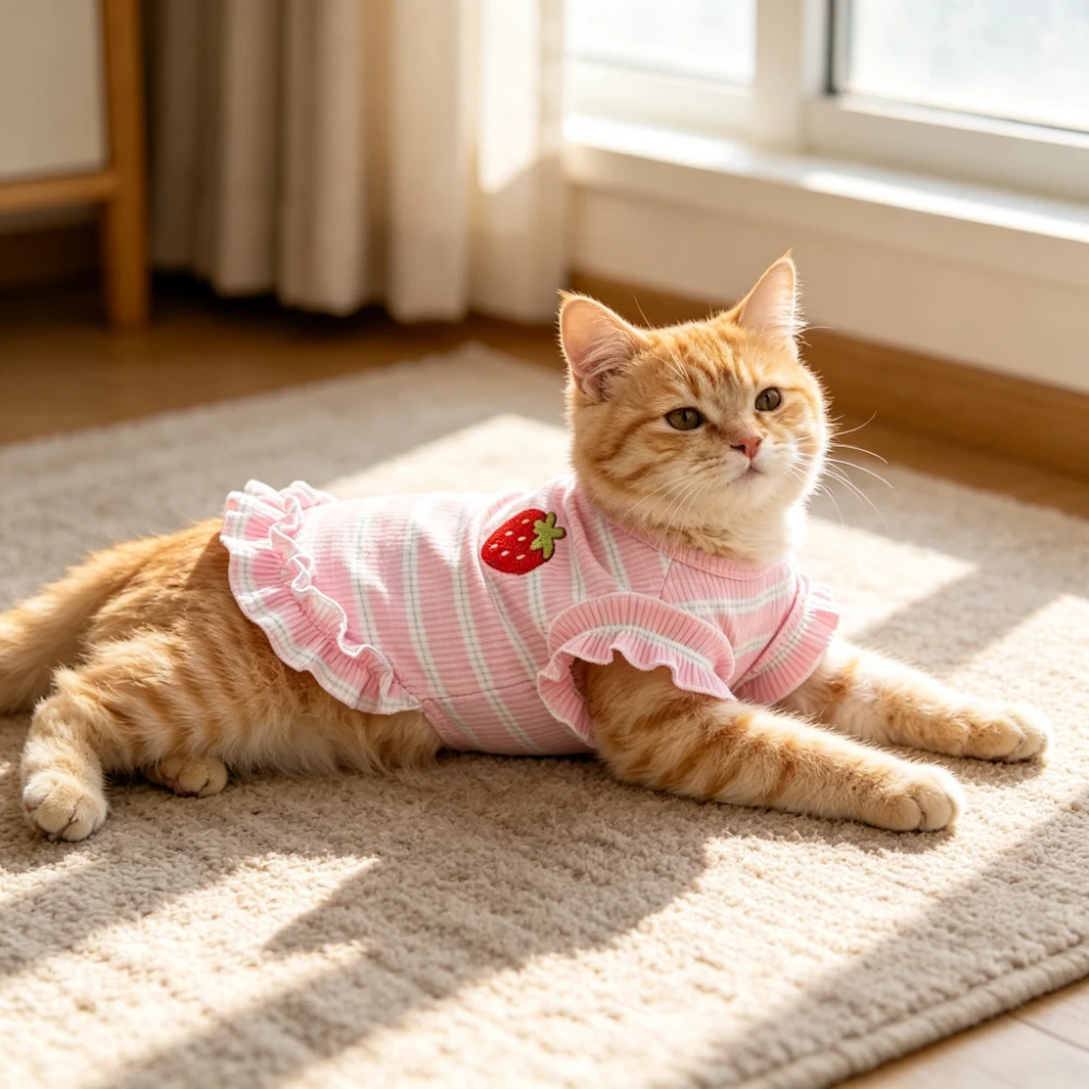 Vestido para Cães com Bainha Franzida e Bordado de Morango - Image 6