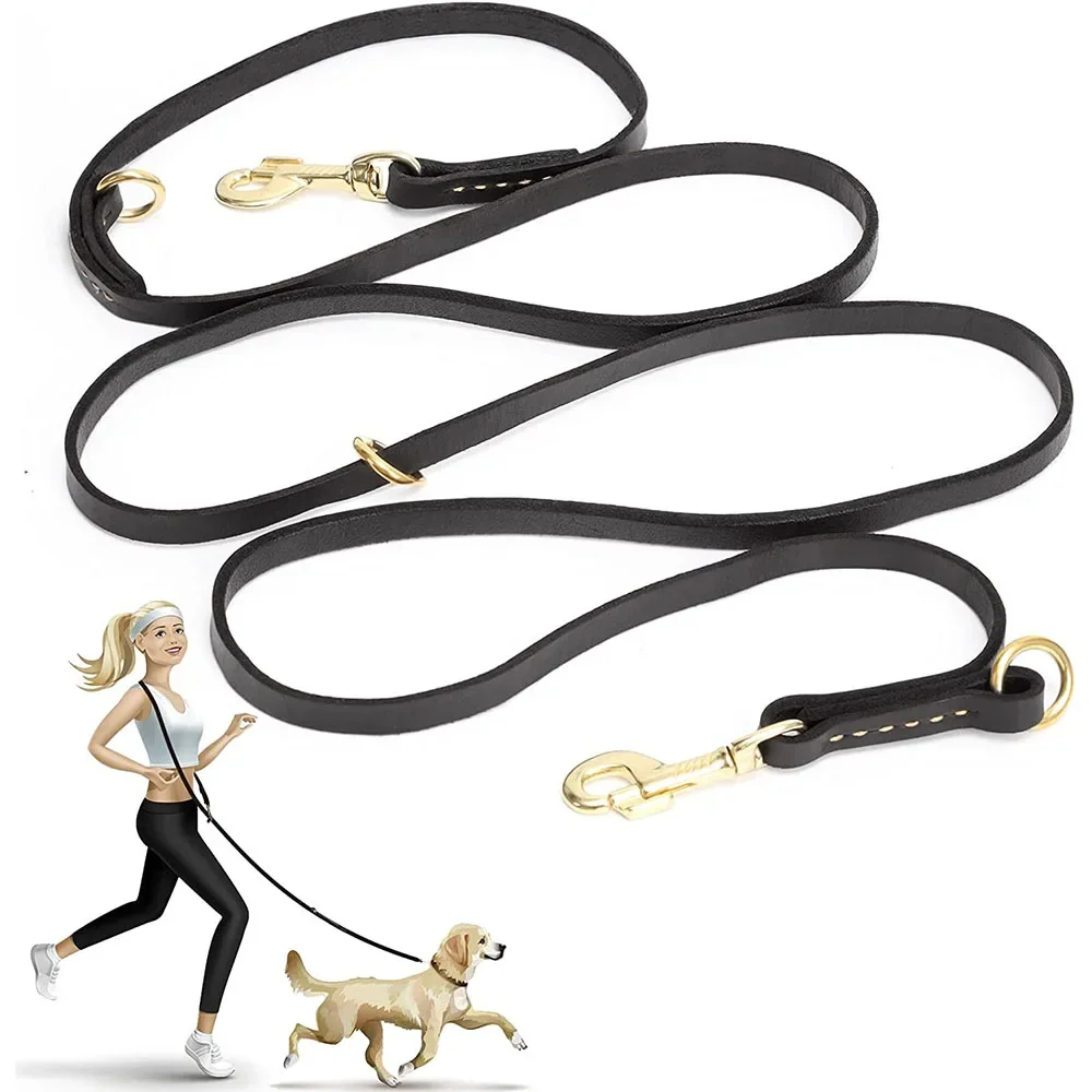 Trela de Couro para Cães Ajustável 230 cm com 7 Usos - Imagem 2