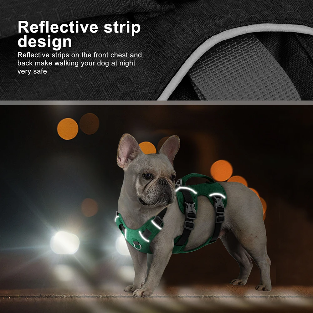 Colete para Cães de Nylon Ajustável com Alça e Detalhes Refletivos - Imagem 4