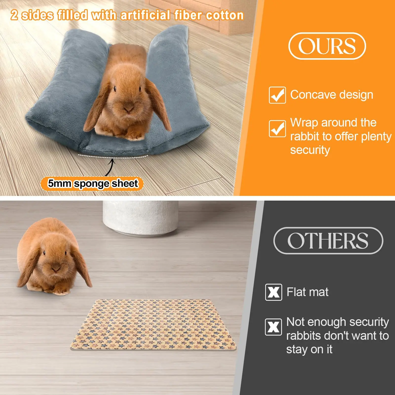 Cama para Coelhos e Roedores de Flanela 40x35 cm Macia - Imagem 6