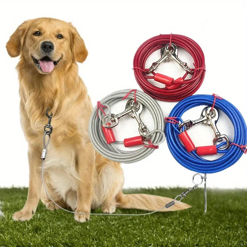 Guia Dupla para Cães de Aço 5mm x 3m com Ganchos de Metal - Imagem 5