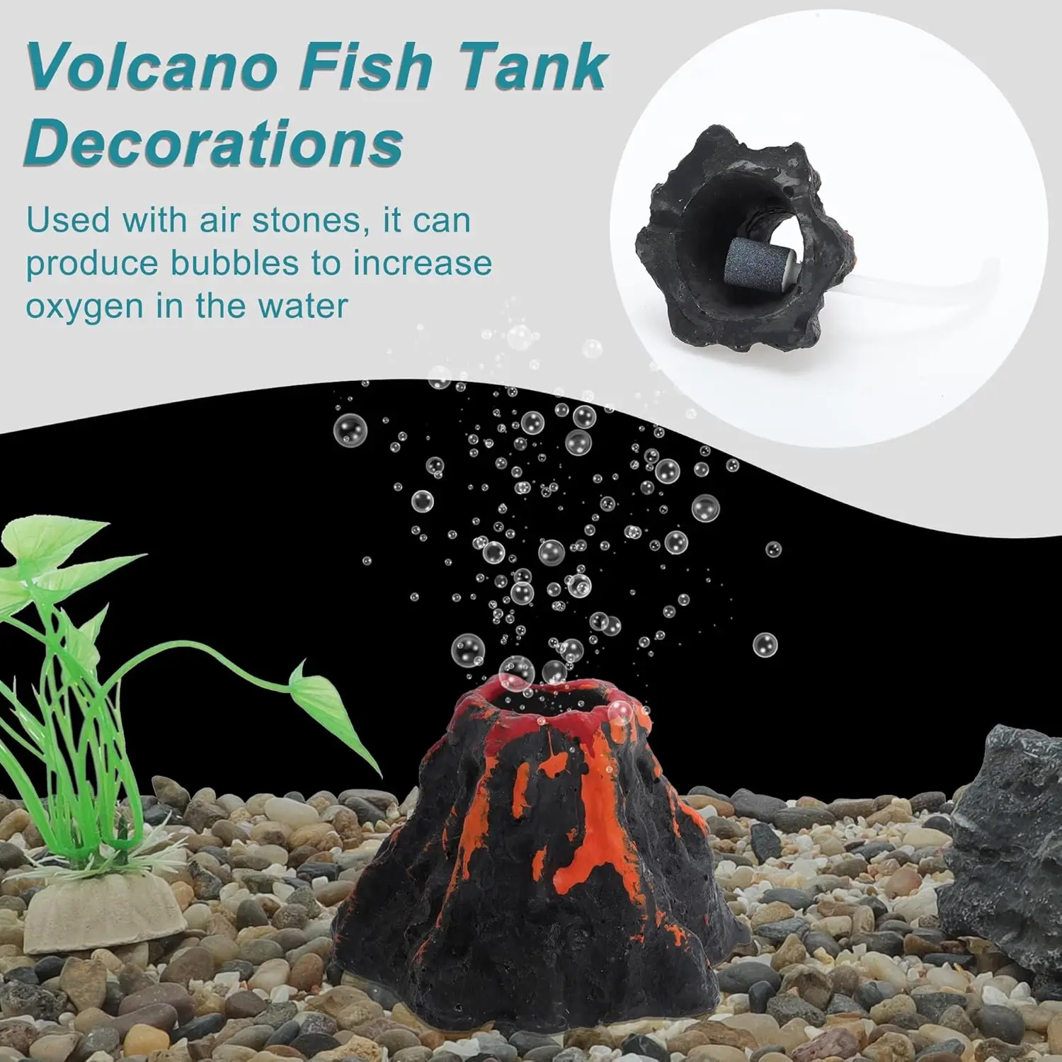 Decoração para Aquário Submarino e Vulcão com Bolhas para Peixes - Imagem 4