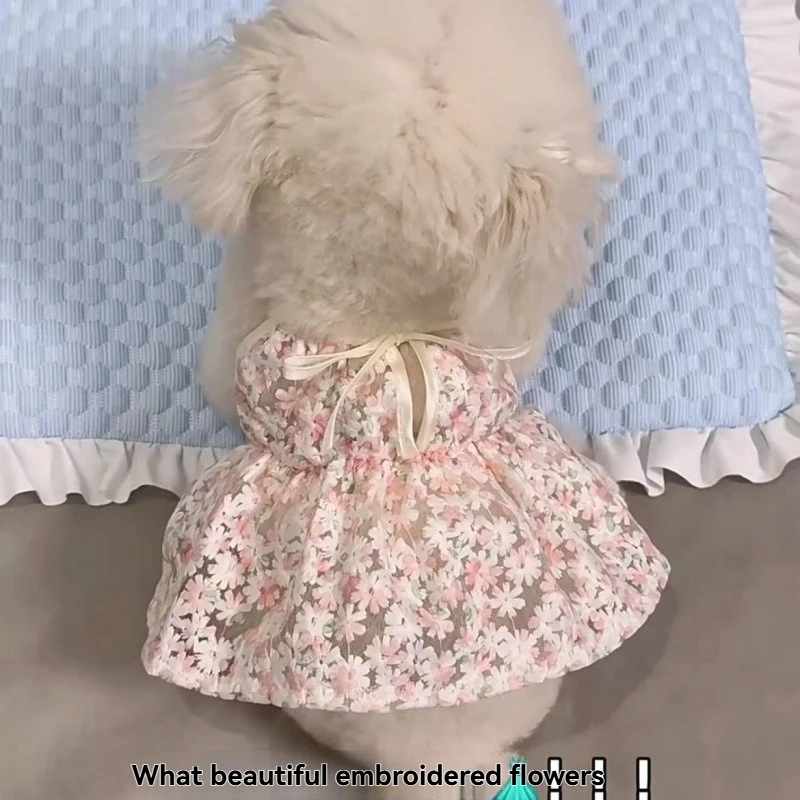 Vestido para Cães com Estampa Floral Saia sem Mangas Respirável - Image 5