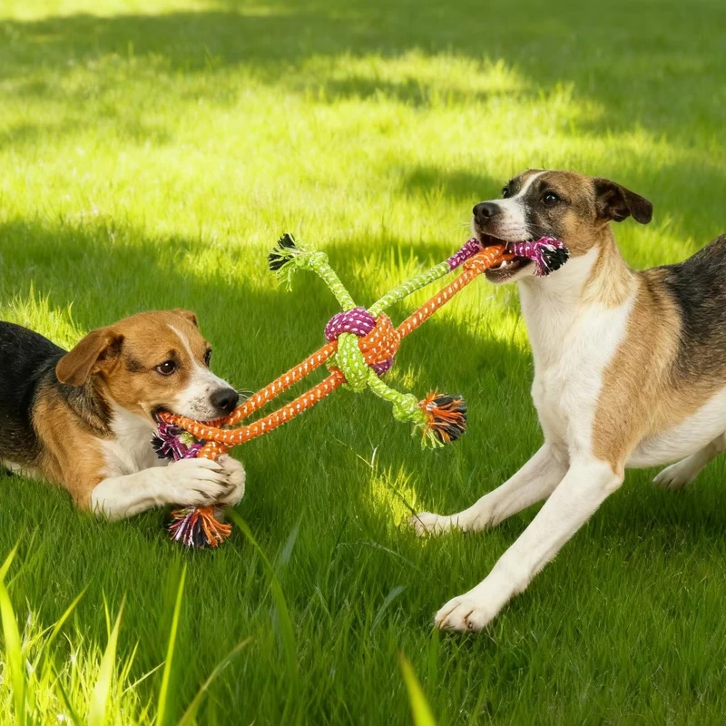 Brinquedo de Corda para Cães com Franjas Verdes e Laranjas - Imagem 6
