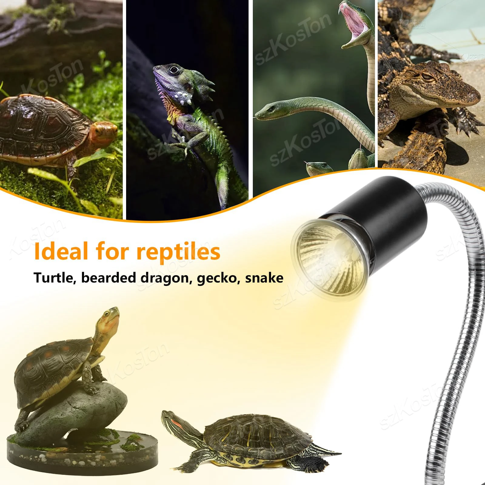 Lâmpada de Aquecimento para Répteis 50W UVA UVB com Clipe Ajustável - Imagem 3