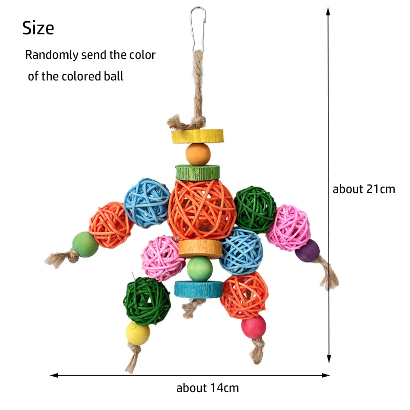 Brinquedo Bola de Rattan para Pássaros com Suporte para Gaiola - Image 4