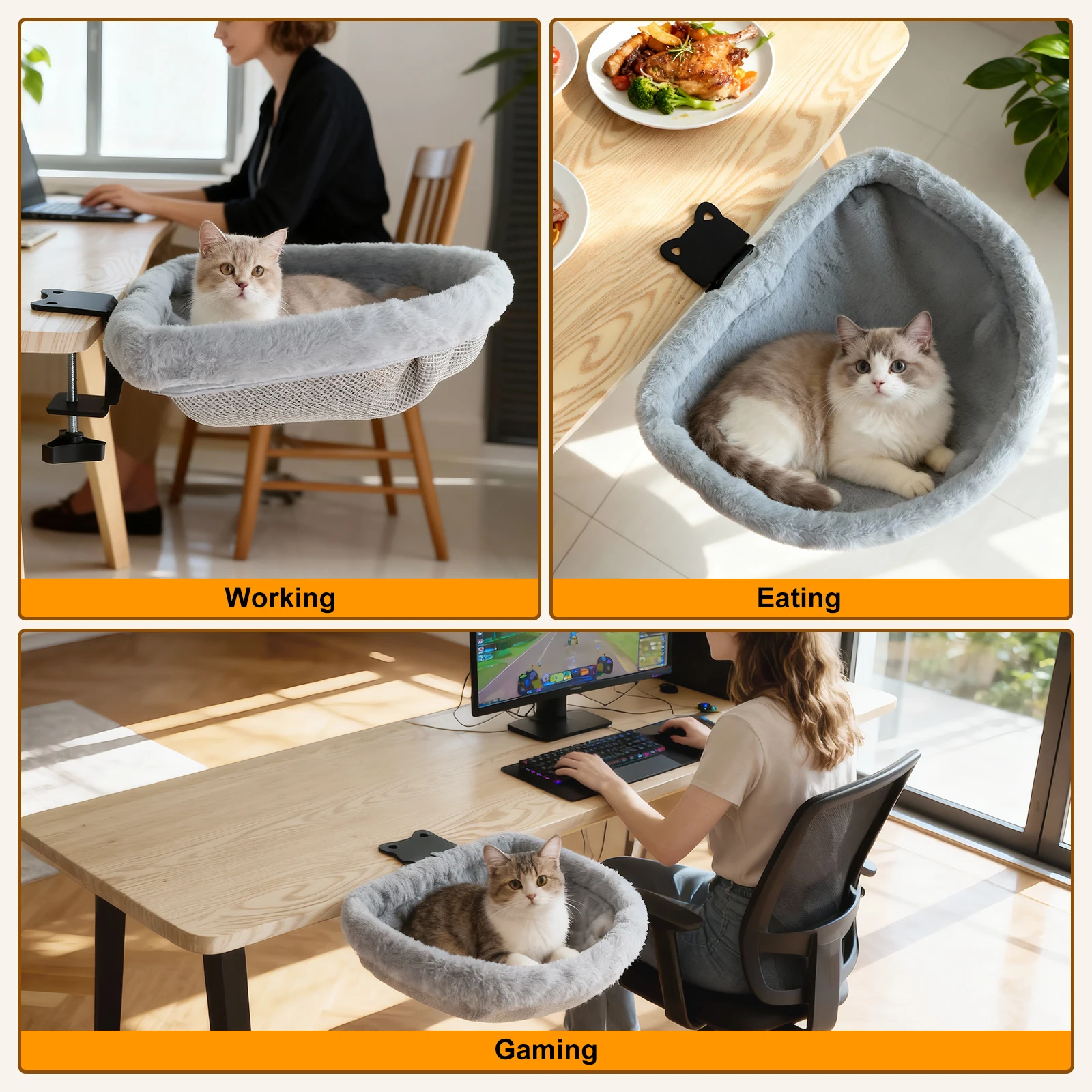 Cama de Mesa para Gatos Dobrável com Zíper para Limpeza - Image 5