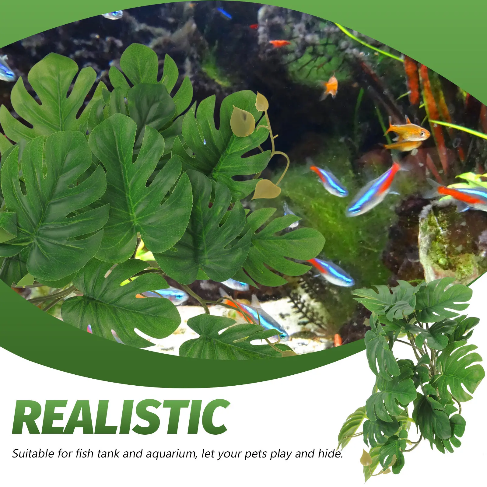 Planta Falsa para Répteis e Aquário de Plástico 25 cm para Decoração - Imagem 6