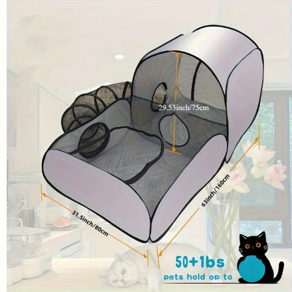 Tenda Dobrável para Gatos com Túnel 160x80x75cm para Gatos e Cães Pequenos - Imagem 5