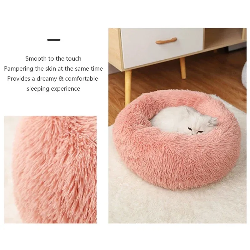 Cama Ninho Redonda para Cães e Gatos de Pelúcia Lavável - Image 3