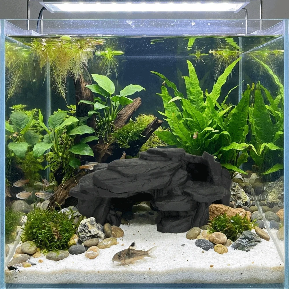 Ornamento de Rocha para Aquário com Abrigo para Peixes e Camarões 16 x 6 cm - Imagem 5