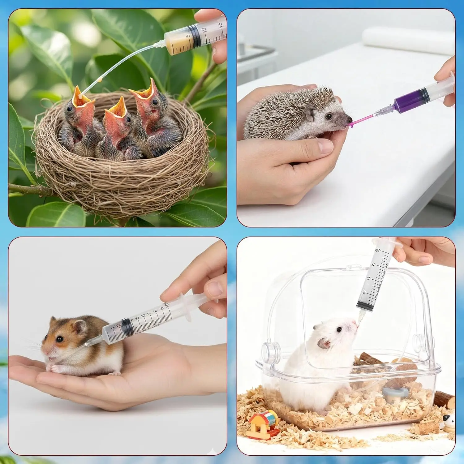 Alimentador para Pássaros Seringa 10ml e 20ml com 2 Colheres - Imagem 5