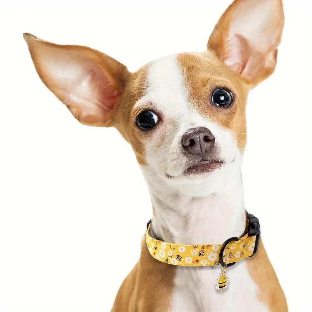 Coleira para Cães com Estampa de Abelha Amarela Ajustável - Imagem 2