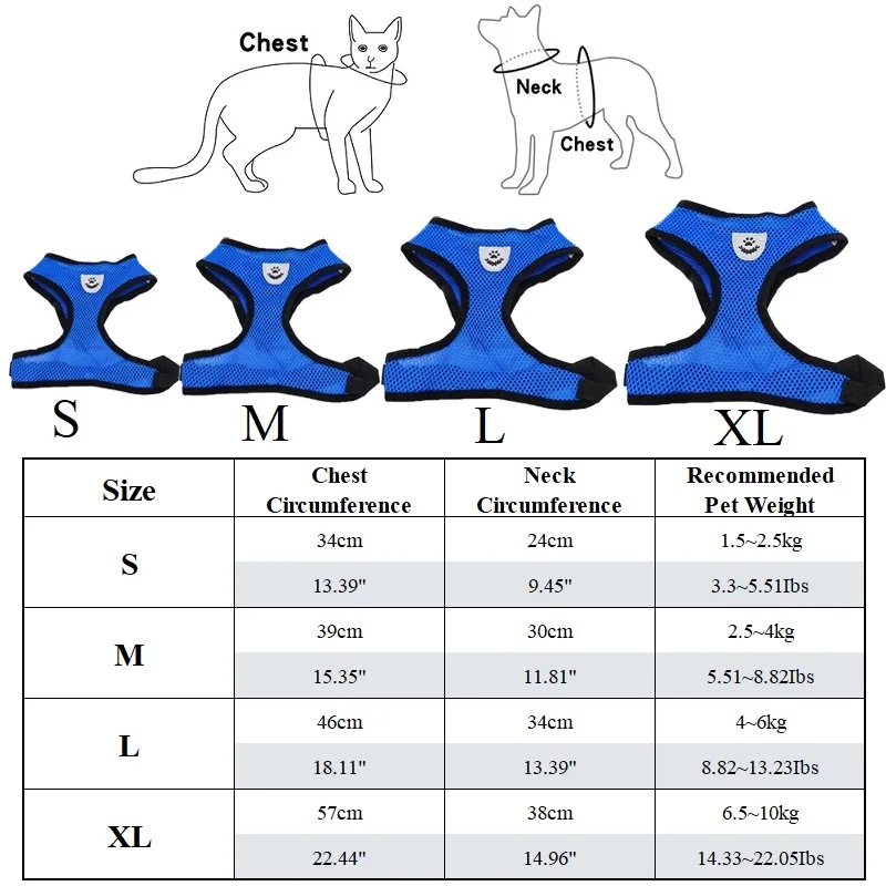 Coleira Peitoral para Cães e Gatos de Malha Respirável - Imagem 6