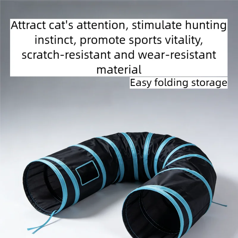 Túnel Interativo para Gatos Dobrável e Portátil Azul - Image 3