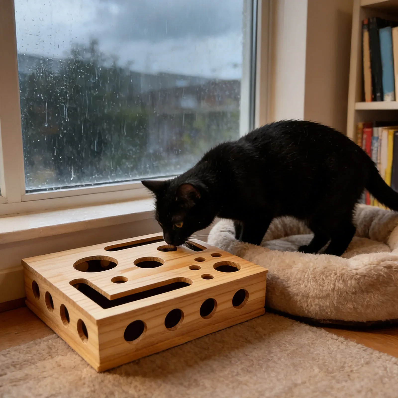 Caixa de Enriquecimento para Gatos com Lixa e Quebra-Cabeça de Madeira - Imagem 4
