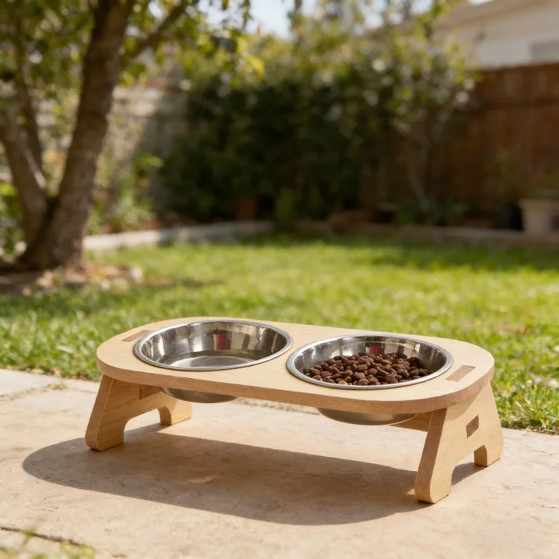 Suporte de Madeira para Comedouro de Cães e Gatos, Ajustável - Imagem 4