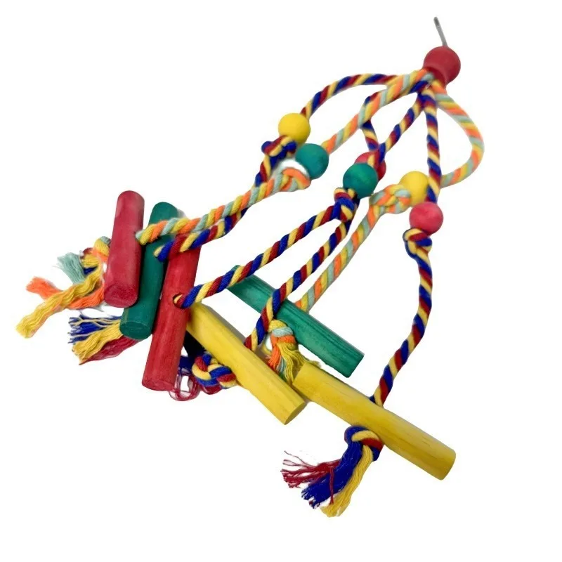 Brinquedo para Pássaros de Corda e Madeira Colorida para Gaiola - Imagem 4