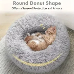 cama redonda de pelúcia para cães e gatos