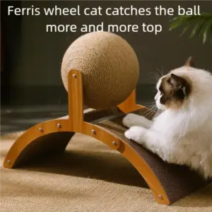 bola arranhador para gatos de madeira e sisal