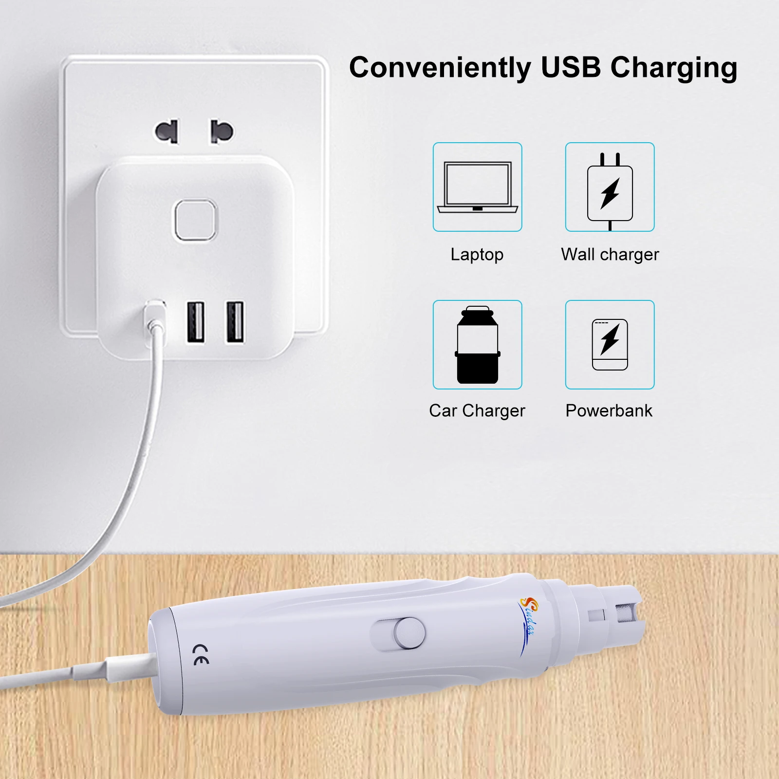 Moedor de Unhas para Cães Recarregável USB com 2 Velocidades - Imagem 6