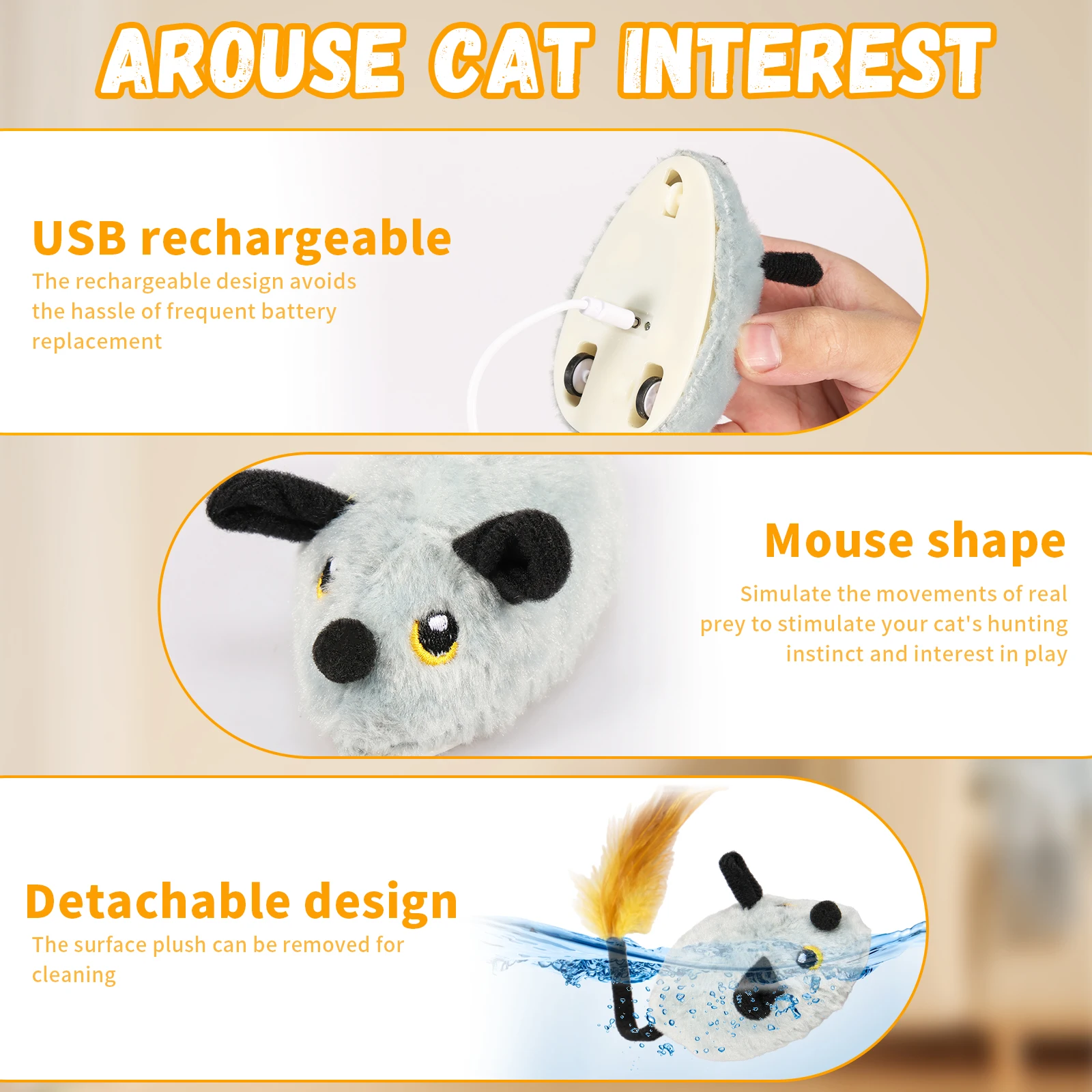 Brinquedo Rato para Gatos Recarregável USB com LED e Controle Remoto - Imagem 4