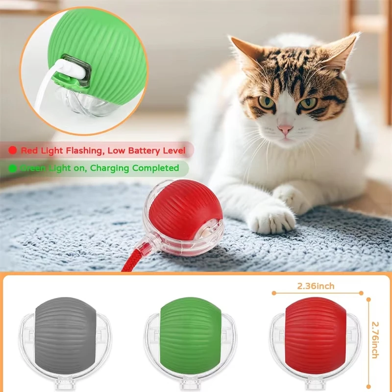 Brinquedo Bola Rolante para Gatos e Cães Recarregável USB com Rota Inteligente - Imagem 2