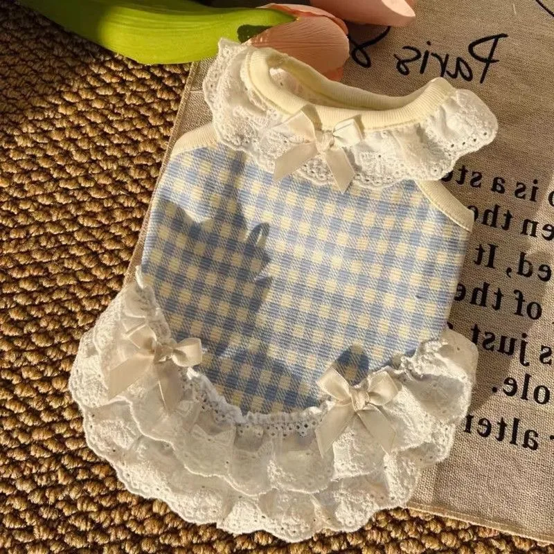 Vestido Xadrez para Cães Pequenos de Fibra de Poliéster Leve - Imagem 3