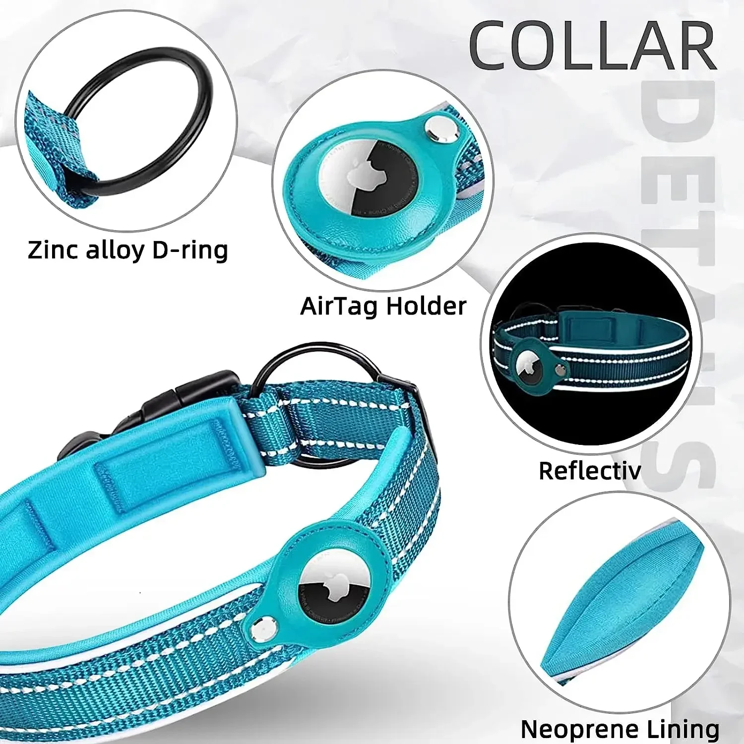 Coleira para Cão com Suporte AirTag Integrado e Faixa Reflexiva - Imagem 3