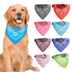 coleira bandana ajustável para cães e gatos