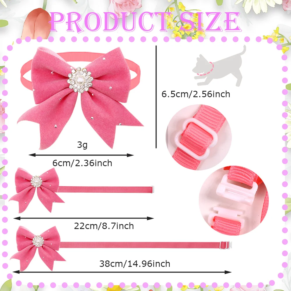 Gravata Borboleta para Cães e Gatos com Pérolas Ajustável (30 peças) - Imagem 2