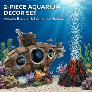 decoração para aquário submarino e vulcão