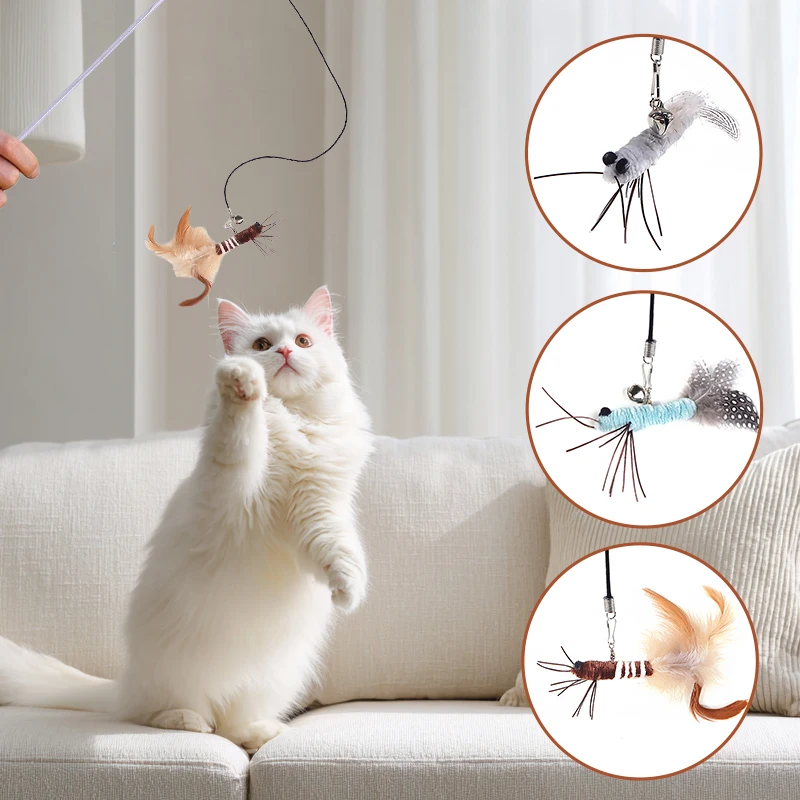 Varinha para Gatos com Cabeça de Pena de Libélula Substituível - Imagem 2