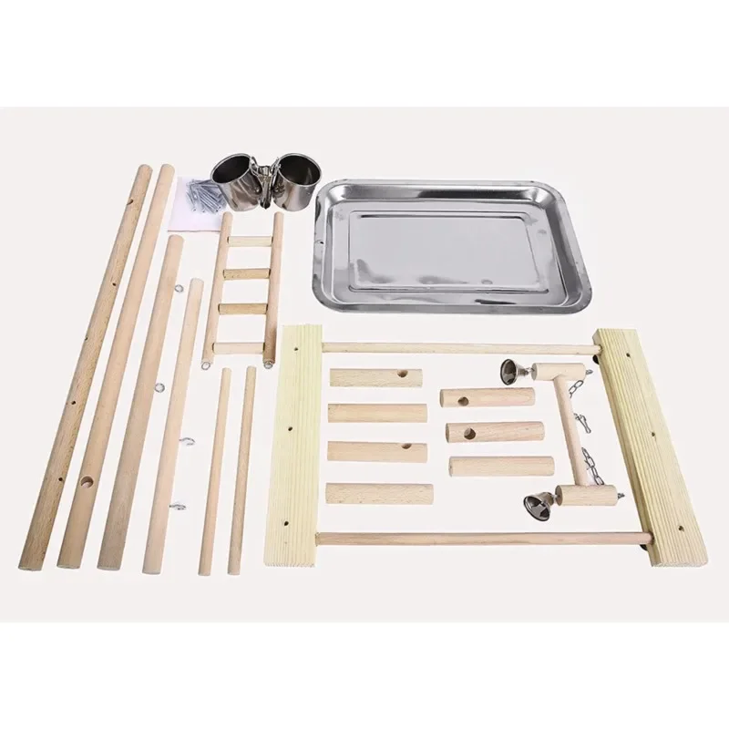 Suporte de Madeira para Pássaros com Bandeja e Escada 36x23x53 cm - Imagem 3