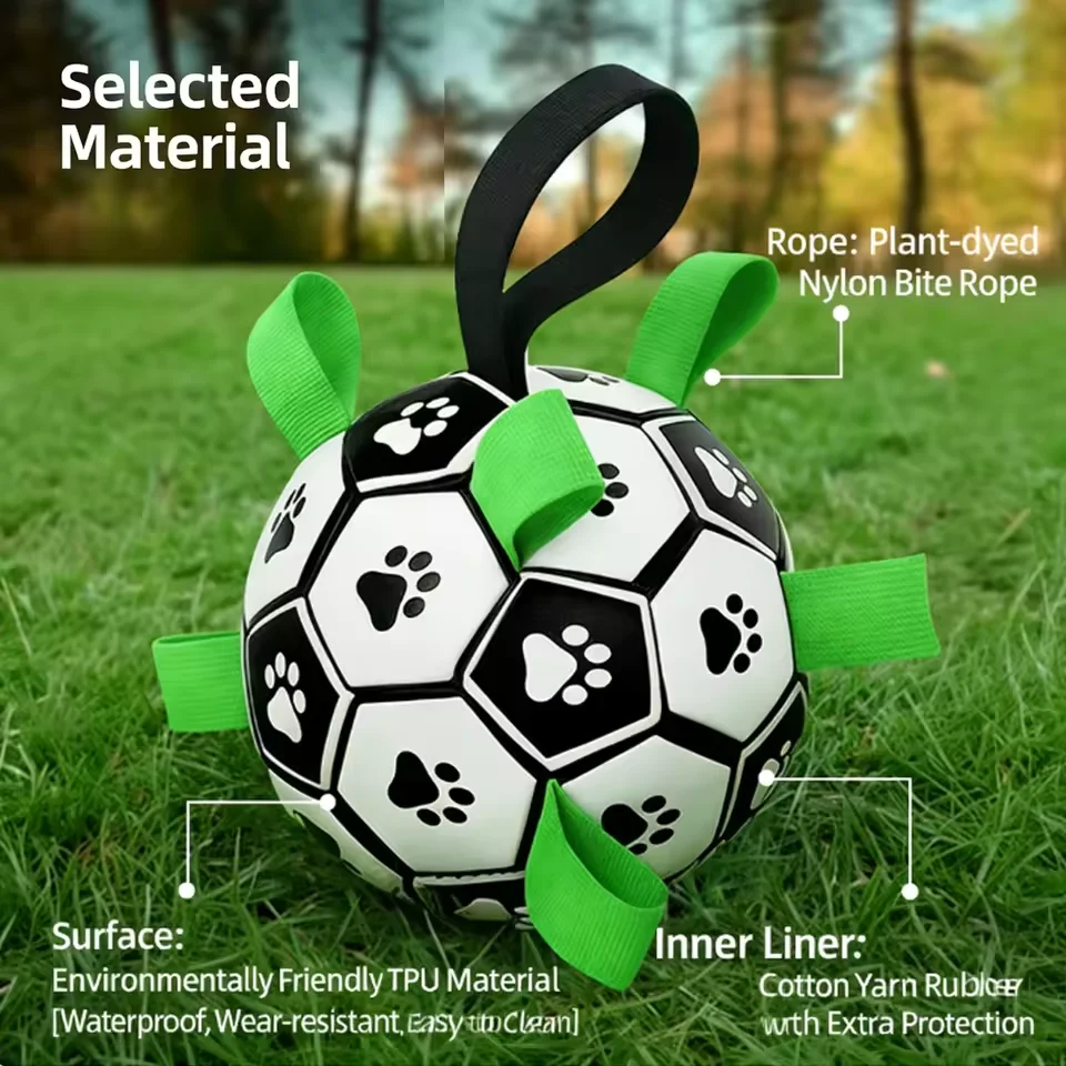 Bola de Futebol para Cães Flutuante com Alças para Mastigadores - Imagem 5
