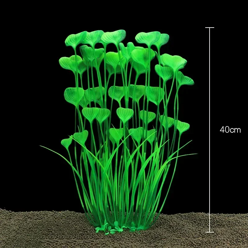 Planta Artificial para Aquário de Plástico com Base de Cerâmica Estável - Imagem 2