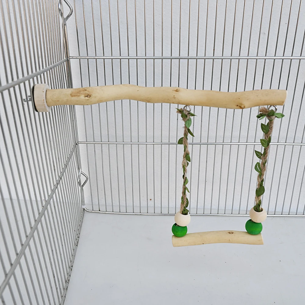 Poleiro de Madeira Dupla para Pássaros com Balanço de 26 cm - Imagem 2