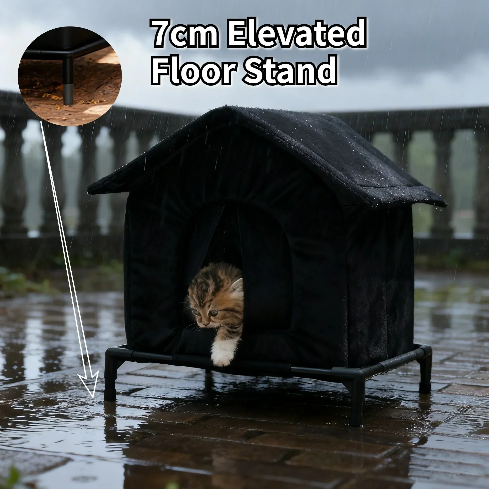 Abrigo para Gatos Externo Isolado com Base Elevada e Teto Removível - Imagem 5