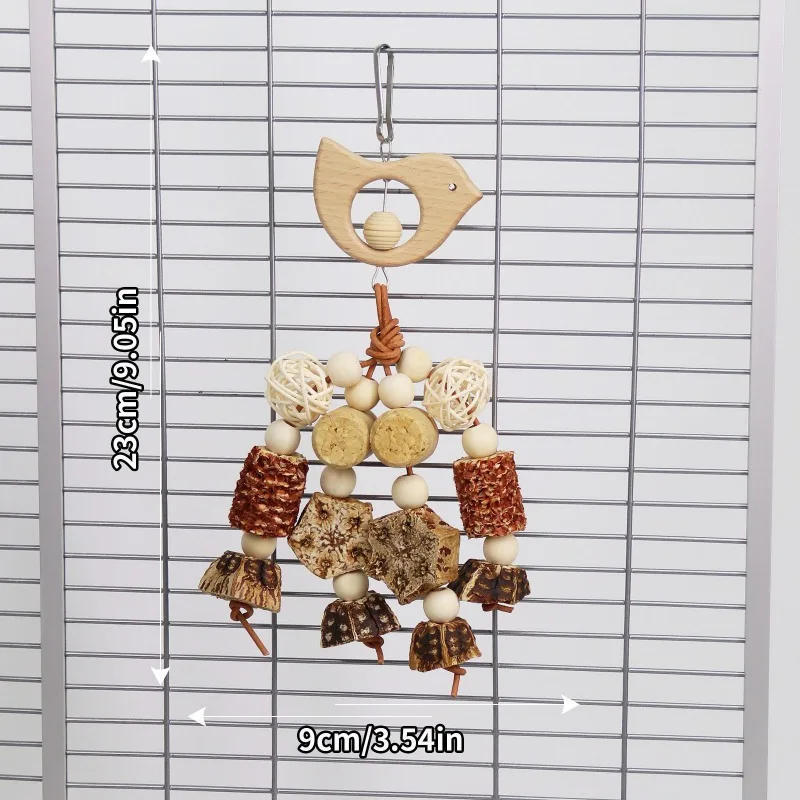 Brinquedo para Pássaros e Papagaios de Roer em Madeira com Rattan - Imagem 6