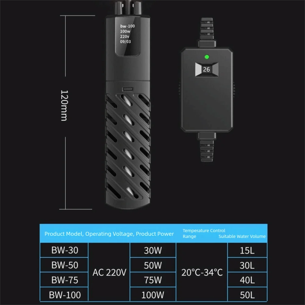 Aquecedor Submersível para Aquário 30W-100W com Controle de Temperatura - Imagem 6